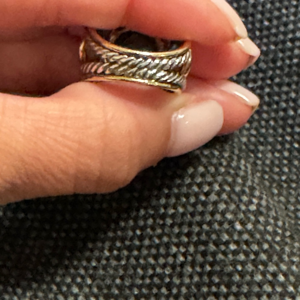 David Yurman Mosaic Ring Blue Topaz Diamonds Sterling 18K Gold Size 6 - Picture 9 of 10